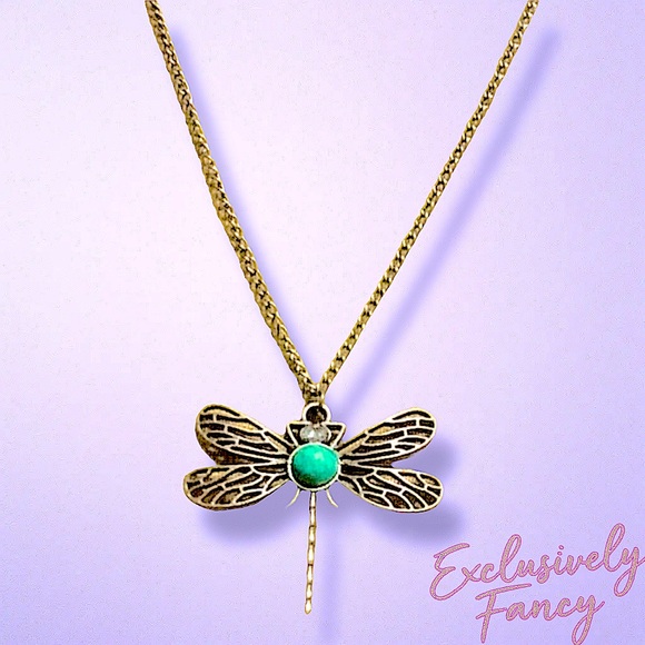 Antique Blue Dragonfly Bronzed Sweater Necklace NWT - Picture 4 of 6
